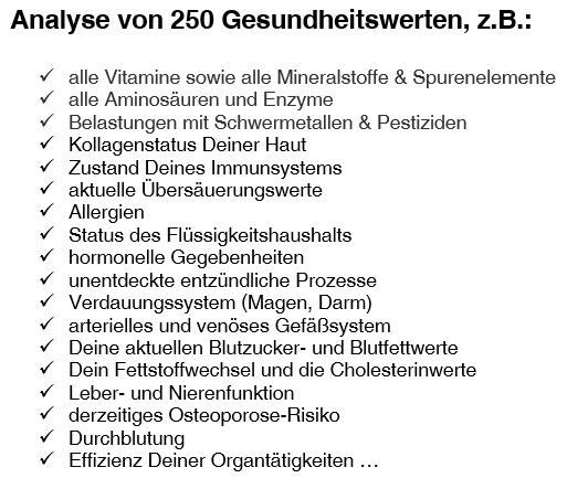 Körperscan 250 Gesundheitswerte